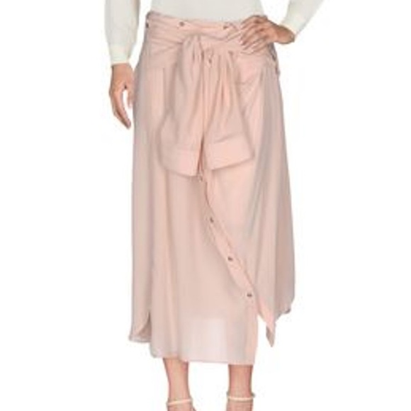 FAITH CONNEXION 🆕 Midi Skirt Pink Quartz Silk M lightweight asymmetric cutout - Picture 1 of 8